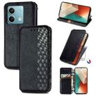 For Xiaomi Redmi Note 13 Cubic Grid Pressed Magnetic Leather Phone Case(Black) - 1