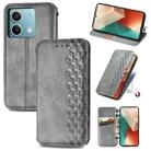 For Xiaomi Redmi Note 13 Cubic Grid Pressed Magnetic Leather Phone Case(Grey) - 1