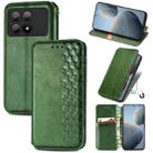 For Xiaomi Redmi K70E Cubic Grid Pressed Magnetic Leather Phone Case(Green) - 1