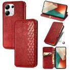 For Xiaomi Redmi Note 13 4G Cubic Grid Pressed Magnetic Leather Phone Case(Red) - 1