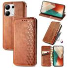 For Xiaomi Redmi Note 13 4G Cubic Grid Pressed Magnetic Leather Phone Case(Brown) - 1