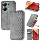 For Xiaomi Redmi Note 13 Pro 4G Cubic Grid Pressed Magnetic Leather Phone Case(Grey) - 1