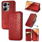 For Xiaomi Redmi Note 13 Pro 4G Cubic Grid Pressed Magnetic Leather Phone Case(Red) - 1