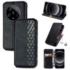For Xiaomi 14 Ultra Cubic Grid Pressed Magnetic Leather Phone Case(Black) - 1
