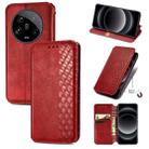 For Xiaomi 14 Ultra Cubic Grid Pressed Magnetic Leather Phone Case(Red) - 1