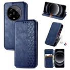 For Xiaomi 14 Ultra Cubic Grid Pressed Magnetic Leather Phone Case(Blue) - 1