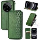 For Xiaomi 14 Ultra Cubic Grid Pressed Magnetic Leather Phone Case(Green) - 1