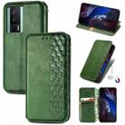 For Xiaomi Poco F5 Pro Cubic Grid Pressed Magnetic Leather Phone Case(Green) - 1