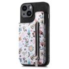 For iPhone 13 Retro Painted Zipper Wallet Back Phone Case(Black) - 1