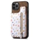 For iPhone 12 Pro Max Retro Painted Zipper Wallet Back Phone Case(Brown) - 1