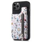 For iPhone 12 Pro Max Retro Painted Zipper Wallet Back Phone Case(Black) - 1