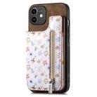 For iPhone 11 Retro Painted Zipper Wallet Back Phone Case(Brown) - 1