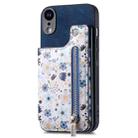 For iPhone XR Retro Painted Zipper Wallet Back Phone Case(Blue) - 1
