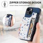 For iPhone XR Retro Painted Zipper Wallet Back Phone Case(Blue) - 6
