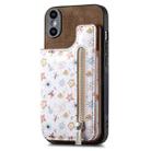 For iPhone X / XS Retro Painted Zipper Wallet Back Phone Case(Brown) - 1