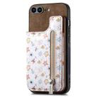 For iPhone 7 Plus / 8 Plus Retro Painted Zipper Wallet Back Phone Case(Brown) - 1