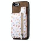 For iPhone 7 / 8 / SE 2022 Retro Painted Zipper Wallet Back Phone Case(Brown) - 1