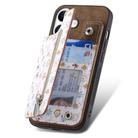 For iPhone 16 Retro Painted Zipper Wallet Back Phone Case(Brown) - 3