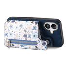 For iPhone 16 Plus Retro Painted Zipper Wallet Back Phone Case(Blue) - 2