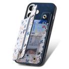 For iPhone 16 Plus Retro Painted Zipper Wallet Back Phone Case(Blue) - 3