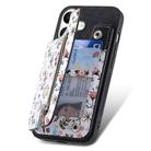 For iPhone 16 Plus Retro Painted Zipper Wallet Back Phone Case(Black) - 3