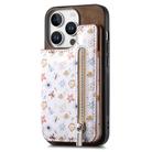 For iPhone 16 Pro Retro Painted Zipper Wallet Back Phone Case(Brown) - 1