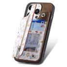 For iPhone 16 Pro Retro Painted Zipper Wallet Back Phone Case(Brown) - 3