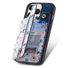 For iPhone 16 Pro Retro Painted Zipper Wallet Back Phone Case(Blue) - 3