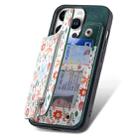 For iPhone 16 Pro Retro Painted Zipper Wallet Back Phone Case(Green) - 3