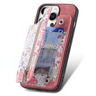 For iPhone 16 Pro Max Retro Painted Zipper Wallet Back Phone Case(Pink) - 3