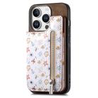 For iPhone 16 Pro Max Retro Painted Zipper Wallet Back Phone Case(Brown) - 1