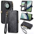 For Huawei Mate 60 Geometric Zipper Wallet Side Buckle Leather Phone Case(Black) - 1