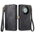 For Huawei Mate 60 Geometric Zipper Wallet Side Buckle Leather Phone Case(Black) - 2