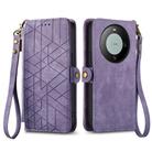 For Huawei Mate 60 Geometric Zipper Wallet Side Buckle Leather Phone Case(Purple) - 2