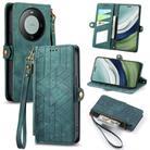 For Huawei Mate 60 Pro Geometric Zipper Wallet Side Buckle Leather Phone Case(Green) - 1