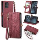 For Motorola Moto G14 Geometric Zipper Wallet Side Buckle Leather Phone Case(Red) - 1