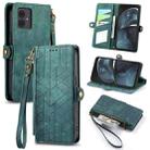 For Motorola Moto G14 Geometric Zipper Wallet Side Buckle Leather Phone Case(Green) - 1