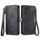 For Motorola Moto G24 Geometric Zipper Wallet Side Buckle Leather Phone Case(Black) - 1