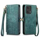 For Motorola Moto G24 Geometric Zipper Wallet Side Buckle Leather Phone Case(Green) - 1