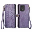 For Motorola Moto G24 Geometric Zipper Wallet Side Buckle Leather Phone Case(Purple) - 1