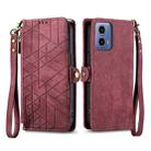 For Motorola Moto G34 5G Geometric Zipper Wallet Side Buckle Leather Phone Case(Red) - 1