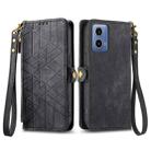 For Motorola Moto G34 5G Geometric Zipper Wallet Side Buckle Leather Phone Case(Black) - 1