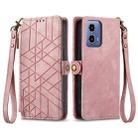 For Motorola Moto G34 5G Geometric Zipper Wallet Side Buckle Leather Phone Case(Pink) - 1