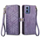 For Motorola Moto G34 5G Geometric Zipper Wallet Side Buckle Leather Phone Case(Purple) - 1