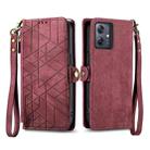 For Motorola  Moto G54 5G Geometric Zipper Wallet Side Buckle Leather Phone Case(Red) - 1