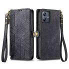 For Motorola  Moto G54 5G Geometric Zipper Wallet Side Buckle Leather Phone Case(Black) - 1