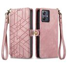 For Motorola  Moto G54 5G Geometric Zipper Wallet Side Buckle Leather Phone Case(Pink) - 1