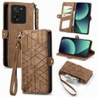 For Xiaomi 13T / 13T Pro Geometric Zipper Wallet Side Buckle Leather Phone Case(Brown) - 1