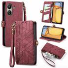 For Xiaomi Redmi 13C Geometric Zipper Wallet Side Buckle Leather Phone Case(Red) - 1