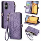 For Xiaomi Redmi 13C Geometric Zipper Wallet Side Buckle Leather Phone Case(Purple) - 1